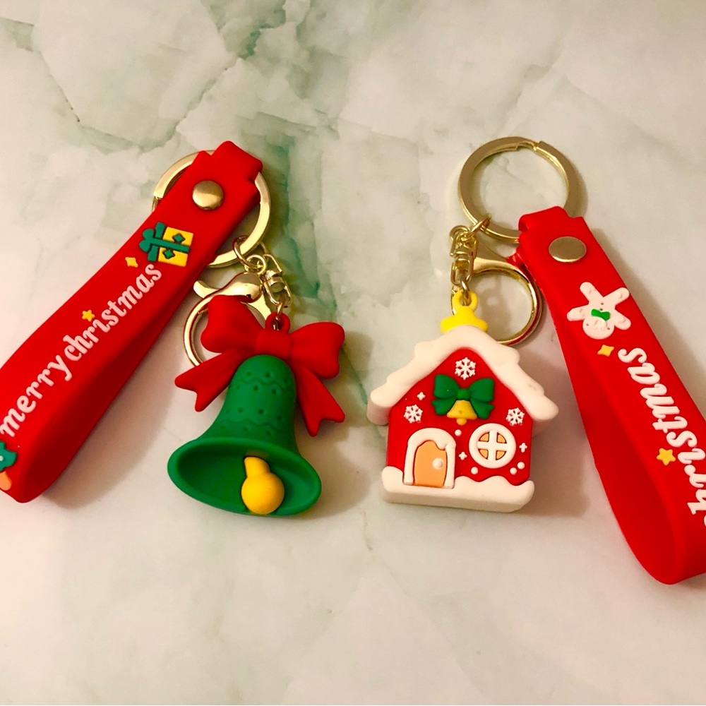 Festive Christmas Keychain Set - Red and Green